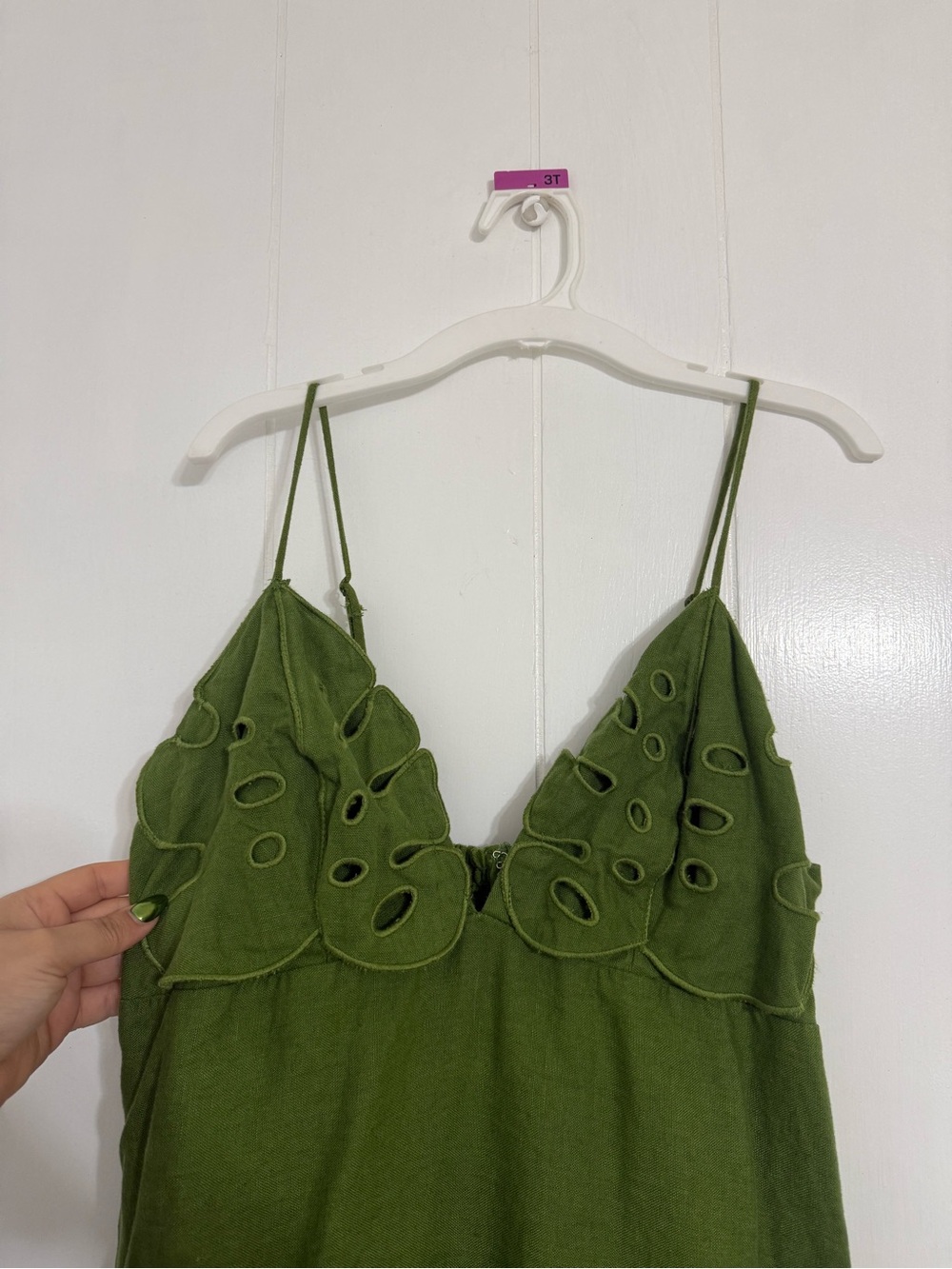 FARM Rio Green Spaghetti-Strap Midi Dress with Leaf Cutouts - Picture 5 of 6